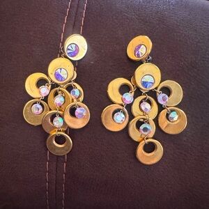 Vintage Gold with crystals Dangle Earrings